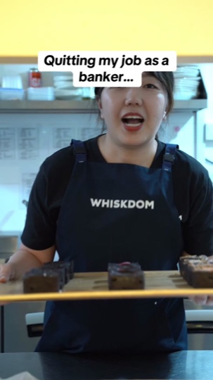 Fiona Loh telling the story of quitting her banking job to bake